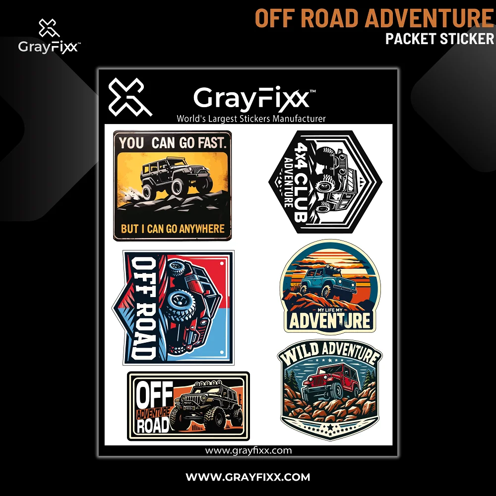 Off Road Adventure Packet Sticker | Printed In Premium Gloss Vinyl With FPF(Fade Protection Film), Water Proof, Precut Sticker, Pack Of 1, Size 2.0 Inches